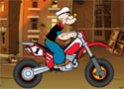 Popeye nem csak karban erős. Motorozás terén is elég ügyes.